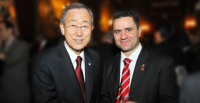 سمير بنيس برفقة بان كي مون الأمين العام للأمم المتحدة
