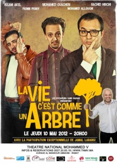 « La vie c’est comme un arbre » présentée, avec le soutien du CCME,  au théâtre Mohammed V de Rabat le jeudi 10 mai 2012