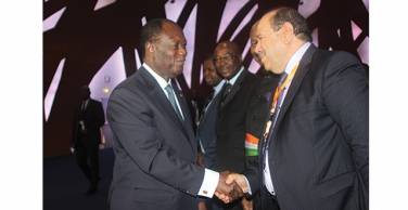 M. Abdellah Boussouf, Secrétaire général du CCME à l&#039;accueil du Président ivoirien