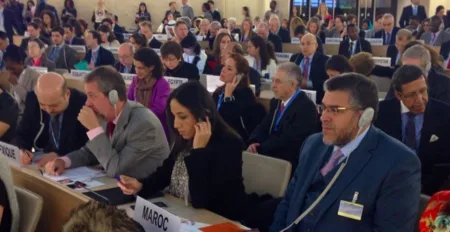 امبركة بوعيدة تستعرض السياسة الجديدة للهجرة للمغرب أمام مجلس حقوق الإنسان البعثة المغربية لمجلس حقوق الإنسان، صورة لموقع نيوز.ما